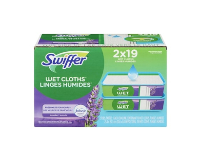 Swiffer Sweeper Wet Mopping Cloth Refills for Floor Mopping and Cleaning, Multi-Surface Floor Cleaner with Freshness, Lavender Scent, 19 count - 38.0