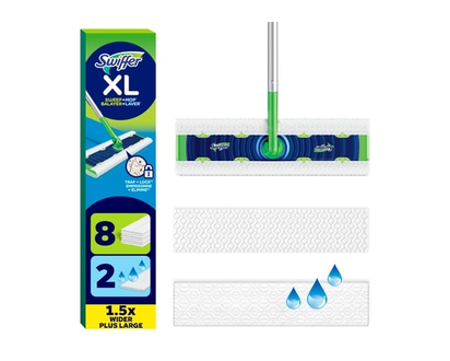 Swiffer Sweeper XL 2-in-1 Dry + Wet Floor Mopping and Sweeping Kit, Multi-Surface Kit for Floor Cleaning, Kit Includes 1 XL Sweeper, 8 XL Dry Sweeping