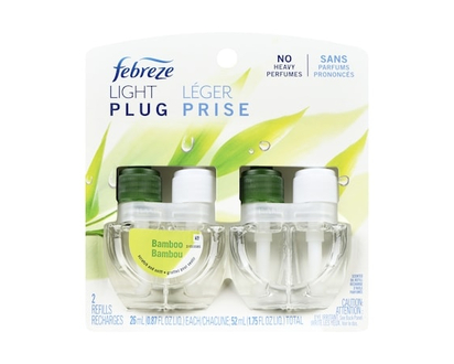 Febreze Plug In Air Freshener, Odor-Fighting Scented Oil Refill, Light Bamboo Scent, 2 Refills - 52.0 ML