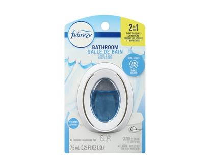 Febreze Bathroom Air Freshener, Odor-Fighting, Linen & Sky Scent, 1 Count - 7.5 ML