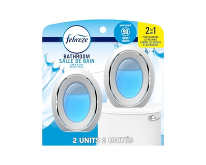 Febreze Assainisseur d’air Salle de bain, combat les odeurs, parfum Draps frais, 2 unités - 15.0 ML