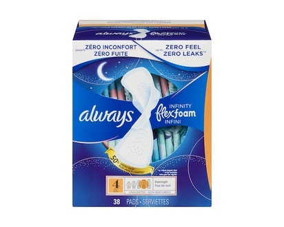 Always Infinity Flexfoam Pads, Overnight Size 4 Unscented, 38-Count - 38.0 EA