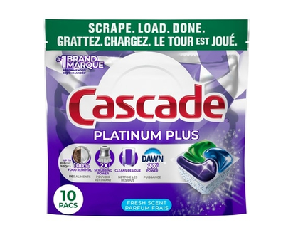 Cascade Platinum Plus Dishwasher Pods, Dishwasher Detergent, Dish Detergent Soap, Fresh, 10 Count - 10.0 EA