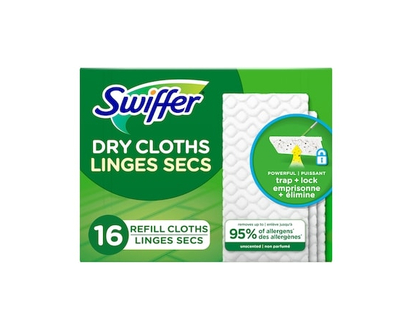 Swiffer Recharges de linges secs multi-surfaces pour balai pour balayer et nettoyer les planchers, non parfumés, 16 unités - 16.0 EA