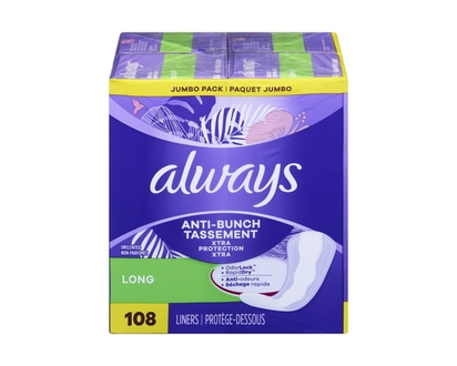 Always Liners Long, Jumbo Pack 108-count - 108.0 EA