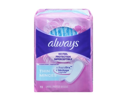 Always RapidDry Liners,Thin - 72.0 EA