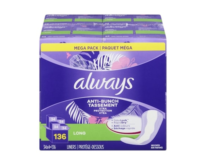 Always Liners Long, Mega Pack - 136.0 EA