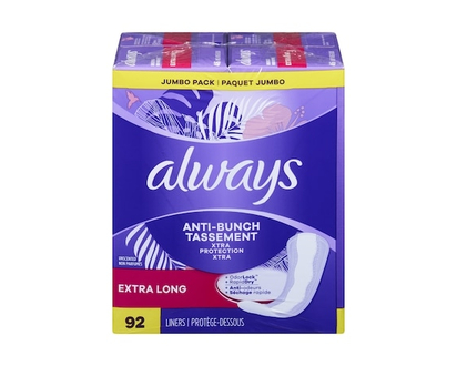 Always Protège-dessous quotidiens Anti-tassement Protection Xtra, extra longs, non parfumés, 92 protège-dessous - 92.0 EA