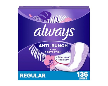 Always Protège-dessous quotidiens Anti-Bunch Xtra Protection, réguliers, non parfumés, 136 protège-dessous - 136.0 EA