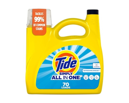 Tide Détergent à lessive liquide Simply Tout-en-un, parfum Brise rafraîchissante, 70 brassées, 2,72 L - 2.72 L