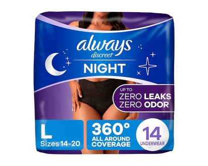 Always Culottes d’incontinence de nuit pour adultes, pour femmes, protègent jusqu’à 100 % contre les fuites urinaires, taille G, 14 culottes - 14 CHA