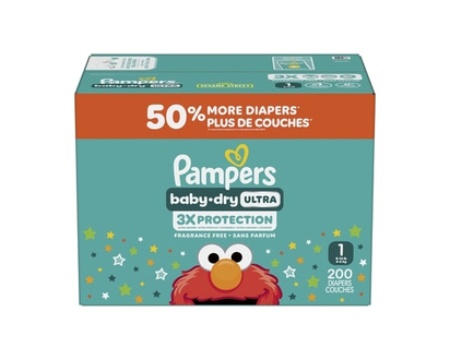 Pampers Couches Baby-Dry Ultra, taille 1 ( à [8 lb à 14 lb]), 200 couches - 200.0 EA