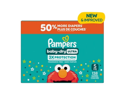 Pampers Baby Dry Ultra Diapers, Size 5 (20-37 lbs), 138 Count, Absorbent Disposable Diapers - 138.0 EA