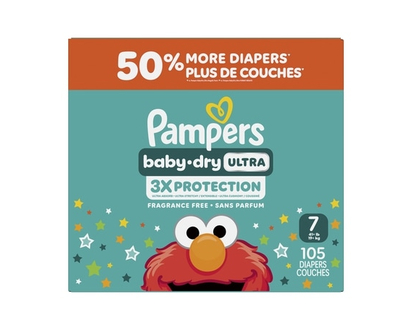 Pampers Baby Dry Ultra Diapers, Size 7 (41+ lbs), 105 Count, Absorbent Disposable Diapers - 105.0 EA