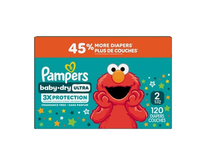 Pampers Couches Baby-Dry Ultra, taille 2 ( à [12 lb à 18 lb]), 120 couches - 120.0 EA