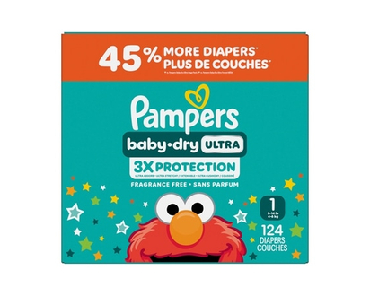 Pampers Couches Baby-Dry Ultra, taille 1 ( à [8 lb à 14 lb]), 124 couches - 124.0 EA