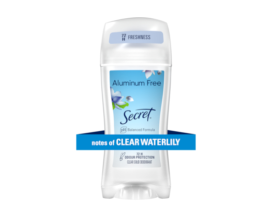 Aluminum Free Clear Solid, Clear Waterlily Scent - 68.0 G