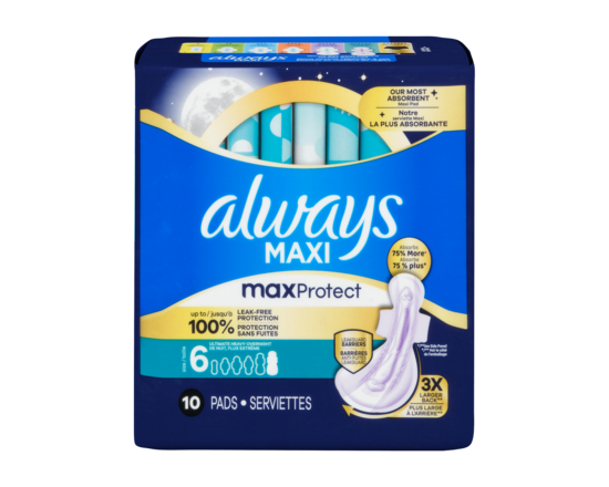 MaxiProtect Sanitary Pads, 10 Count - 10.0 EA