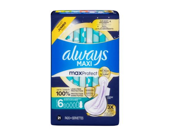 Maxi Pads, MaxProtect, 21 Count - 21.0 EA