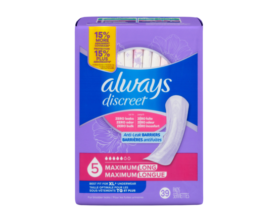 Discreet Pads, Maximum Long, 39 Count - 39.0 EA