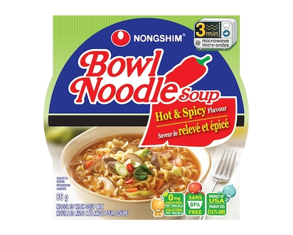 Nong Shim Bowl Noodle Soup Noodles with Soup Mix Hot & Spicy Flavour - 86.0 G