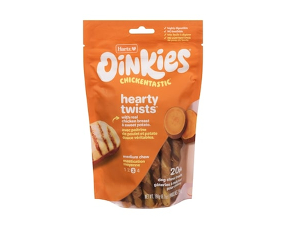 Hartz Oinkies Dog Chew Treats Hearty Twists Medium Chew - 190.0 G
