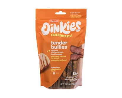 Hartz Oinkies Dog Chew Treats Tender Bullies Beef Flavored Light Chew - 243.0 G