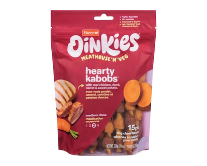 Hartz Oinkies Dog Chew Treats Hearty Kabobs Medium Chew - 210.0 G