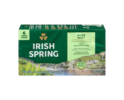 Irish Spring Soap, Aloe Mist Deodorant Bar for Men - 104.0 G