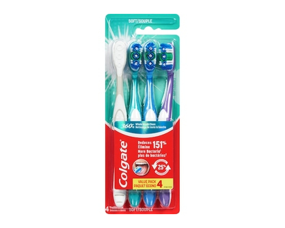 Colgate 360Â° Whole Mouth Clean Toothbrushes Soft Value Pack - 4.0 EA
