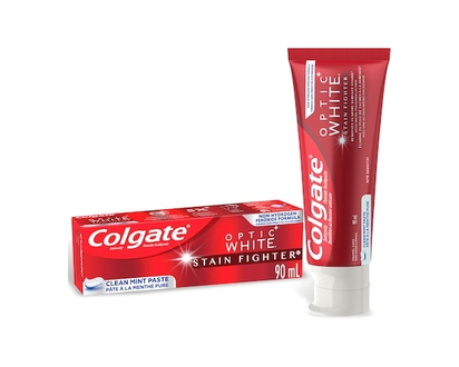 Colgate Optic White Stain Fighter Stain Removal Toothpaste, Clean Mint Paste - 90.0 ML
