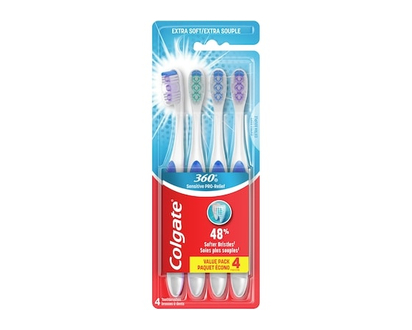 Colgate Brosse à dents extra souple 360 Sensitive Pro-Relief - 4 CHA