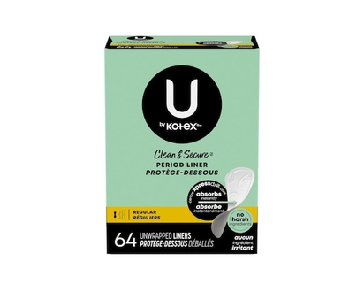 U By Kotex Protège-dessous Clean & Secure, absorption légère, longueur régulière - 64 CHA