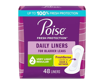 Poise Daily Incontinence Panty Liners, 2 Drop Very Light Absorbency, Regular, 48 Count of Pantiliners - 48.0 EA