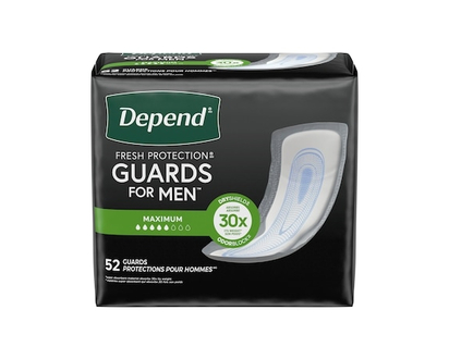 Depends Guards Incontinence Pads for Men, Maximum Absorbency, 52 Count - 52.0 EA