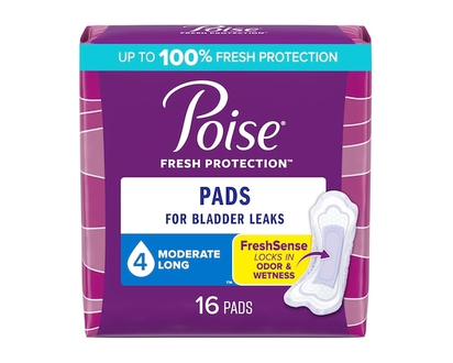Poise Serviettes Pour Incontinence, Absorption Moyenne, Longues - 16 CHA