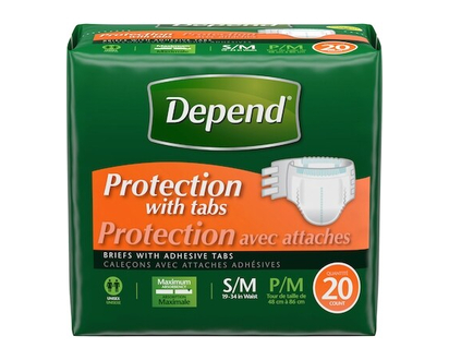 Depend Protection Contre L’Incontinence Avec Attaches, Absorption Maximale, P/M - 20 PQT