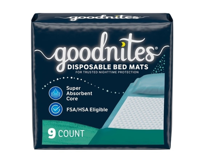 Goodnites Disposable Bed Pads For Nighttime Bedwetting, Non-Slip - 9.0 EA
