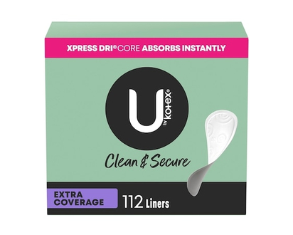 U By Kotex Clean & Secure Panty Liners, Light Absorbency, Extra Coverage - 112 EA