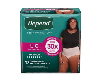 Depend Sous-Vêtements D’Incontinence Fit-Flex Pour Femmes, Absorption Maximale, G - 17 CHA