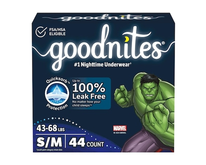 Goodnites Boys Nighttime Bedwetting Underwear, S/M (43-68 lbs), 44 Ct - 44.0 EA