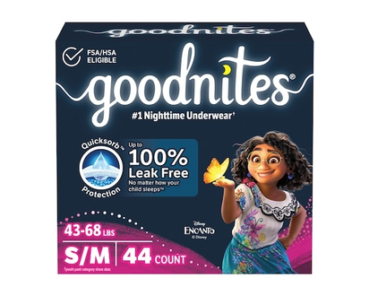 Goodnites Girls Nighttime Bedwetting Underwear, S/M (43-68 lbs), 44 Ct - 44.0 EA