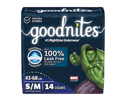 Goodnites Boys' Nighttime Bedwetting Underwear, Size S/M (43-68 lbs) - 14 EA