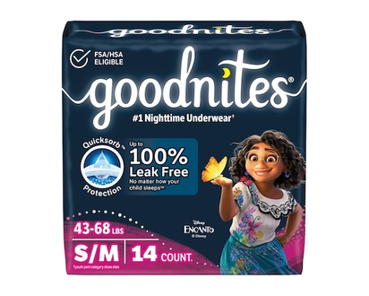 Goodnites Sous-vêtements de nuit pour filles, P/M (20 à 31 kg [43 à 68 livres]) - 14 CHA