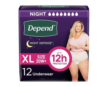 Depend Sous-Vêtements D’Incontinence Night Defense Pour Femmes, Nuit, Tg - 12 CHA