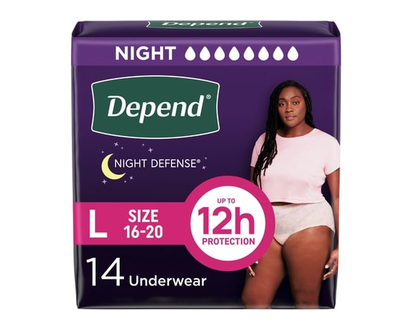 Depend Sous-Vêtements D’Incontinence Night Defense Pour Femmes, Nuit, G - 14 CHA