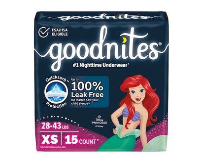 Goodnites Girls' Nighttime Bedwetting Underwear, Size Extra Small (28-43 lbs) - 15 EA