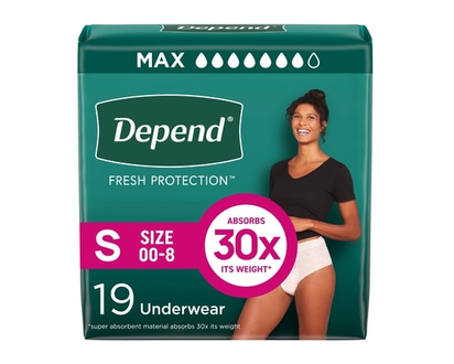Depends Fresh Protection Adult Incontinence Underwear for Women (Formerly Fit-Flex), Disposable, Maximum, Small, Blush, 19 Count - 19.0 EA