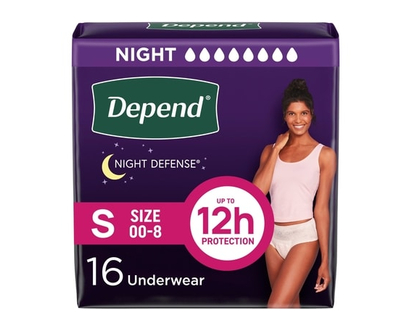 Depend Sous-Vêtements D’Incontinence Night Defense Pour Femmes, Nuit, P - 16 CHA