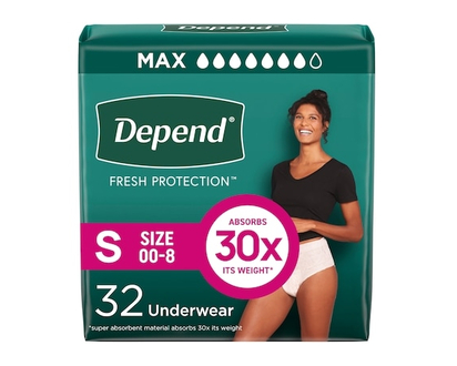 Depends Fresh Protection Adult Incontinence Underwear for Women (Formerly Fit-Flex), Disposable, Maximum, Small, Blush, 32 Count - 32.0 EA